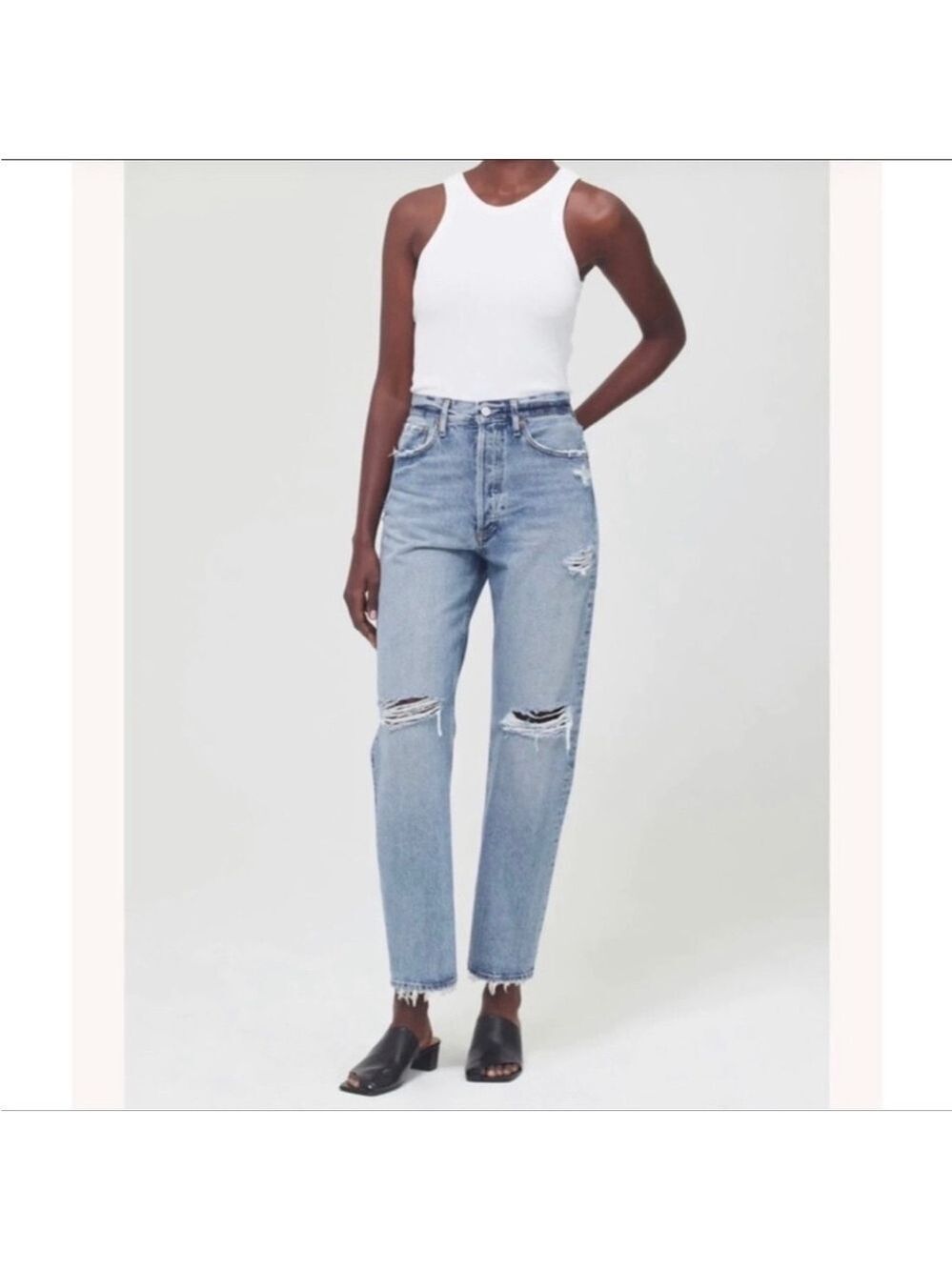 Agolde Feel Good jeans Organic Cotton Distressed High Rise Button Fly Size 24
